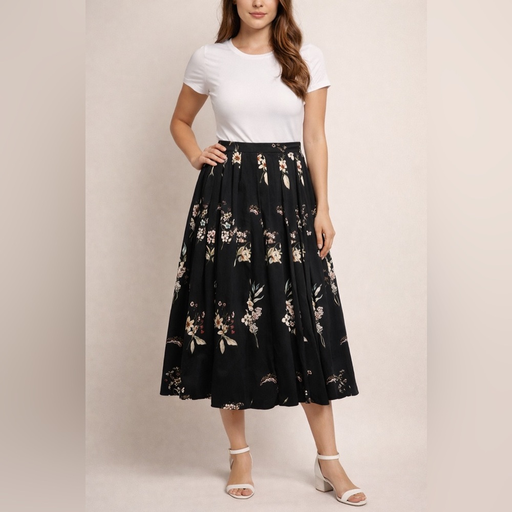 ANTONIO MELANI Navy Floral Skirt